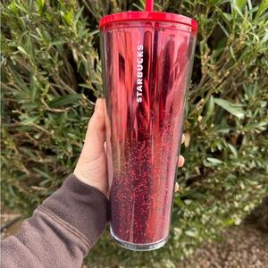 Starbucks Red Sparkle Tumbler with Straw